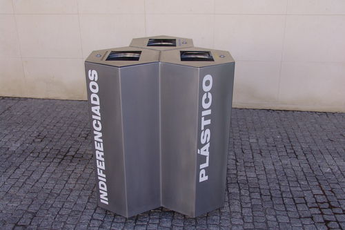 Portarifiuti pubblico - HEXA - EUROBOLLARD - per raccolta differenziata / in acciaio inossidabile / senza coperchio