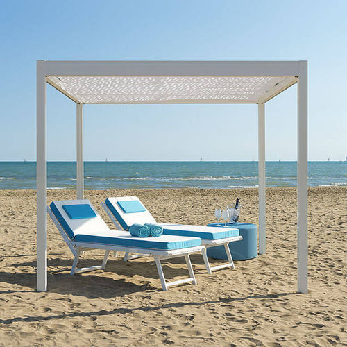 Gazebo in PVC - LEUCOS - Crema Outdoor S.r.l. - in poliestere / tetto in tela / con struttura in alluminio