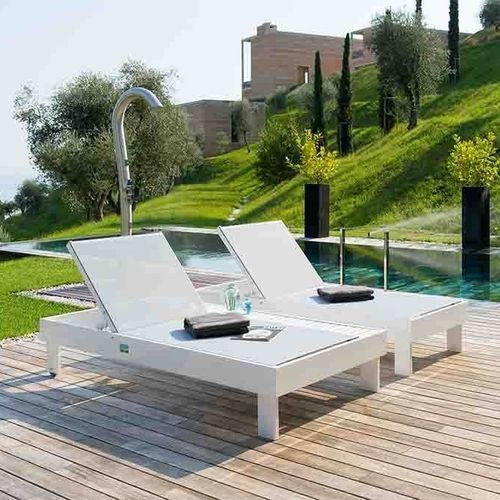 Lettino prendisole contemporaneo - POLLUCE - Crema Outdoor S.r.l. - in tessuto / in alluminio / da esterno