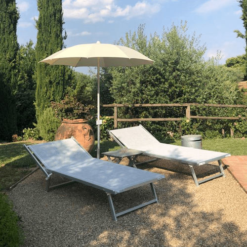 Lettino prendisole contemporaneo - ULISSE VIP - Crema Outdoor S.r.l. - in tessuto / in alluminio / in acciaio inossidabile