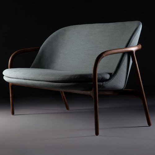 Divanetto imbottito contemporaneo - NEVA - Artisan Solid Wood Furniture - in tessuto / in pelle / con supporto in legno