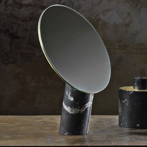 Specchio da bagno da appoggio - DESCO MIRROR - PIBA MARMI - contemporaneo / rotondo / in marmo