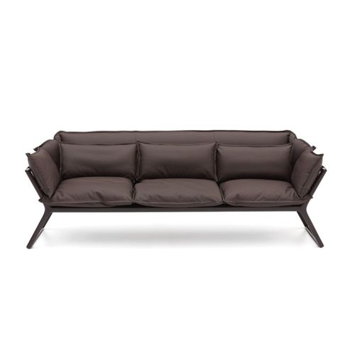 Divano contemporaneo - STAY - Burotime Office Furniture - in pelle / marrone / in legno massiccio