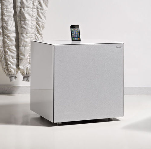 Tavolo d'appoggio contemporaneo - COCKPIT CP30 - Spectral Audio Möbel GmbH - in vetro laccato / con supporto in metallo / rettangolare