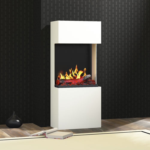 Camino elettrico - BERGAMO FLIP LIGHT 980 - muenkel design - da appoggio / Faccia singola / con focolare aperto