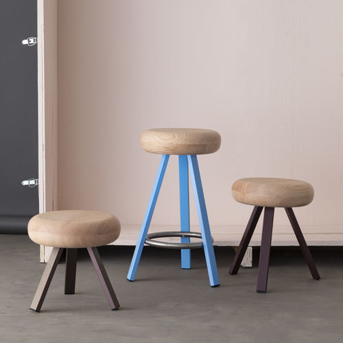 Sgabello da bar contemporaneo - Smack - Matière Grise - in rovere / con supporto in acciaio / con supporto in acciaio galvanizzato