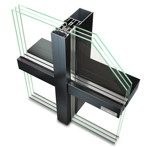 Facciata continua a montanti e traversi - TRIGON FS 060 - Hueck System GmbH & Co. KG - in alluminio e vetro / con isolamento integrato / acustica