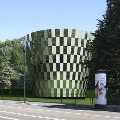 Rivestimento di facciata in pannelli - NEW WATER STORAGE, CHEMNITZ - Design Factory cmb - in metallo / in vetro / riflettente
