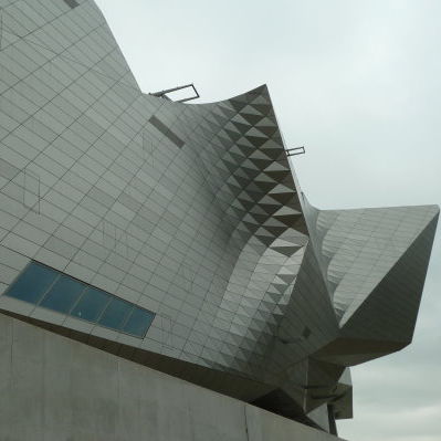 Rivestimento di facciata in pannelli - MUSEE DES CONFLUENCES, LYON - Design Factory cmb - in acciaio inossidabile / liscio