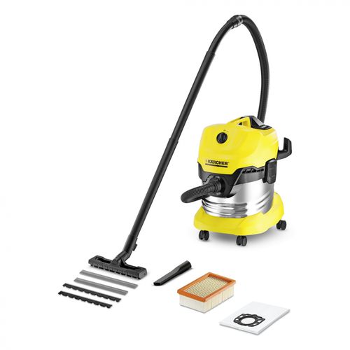 Aspirapolvere a carrello - WD4 PREMIUM - KARCHER - a umido / con cavo / in acciaio inossidabile