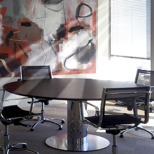 Tavolo da riunione contemporaneo - B2B R2 - JMM - in legno / in metallo / rotondo