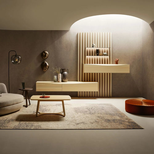 Parete attrezzata per soggiorno contemporanea - PURO WAVE - ANREI - Reisinger GmbH - in rovere / in noce / in faggio