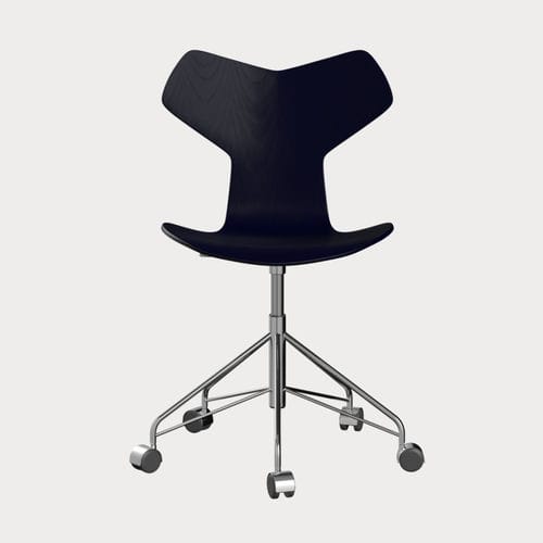 Sedia da ufficio contemporanea - GRAND PRIX™ - Fritz Hansen - da interno / impiallacciata in legno / con supporto in acciaio cromato
