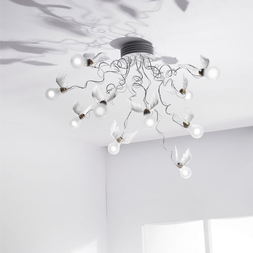 Plafoniera design originale - BIRDIE'S NEST - INGO MAURER - in cristallo / in metallo / alogena