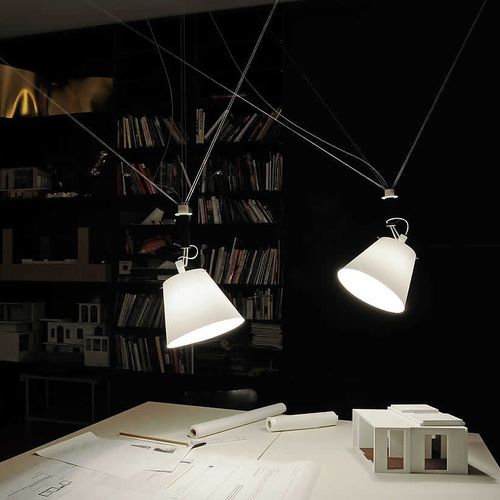 Lampada a sospensione - DA + DORT - INGO MAURER - in acciaio inossidabile / in plastica / di carta