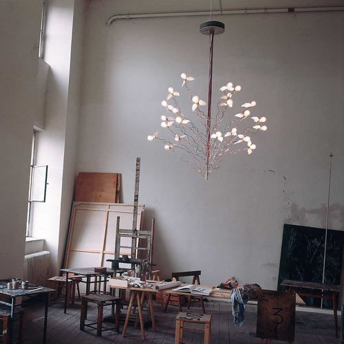 Lampadario design originale - BIRDS BIRDS BIRDS - INGO MAURER - in metallo / in piume / a candelabro