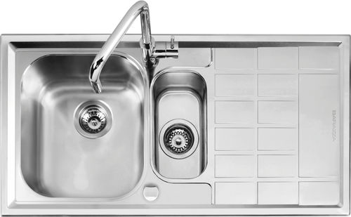 Lavello a 2 vasche - 1LLV100/D - F.lli Barazza Srl - con gocciolatoio / in acciaio inossidabile / da incasso