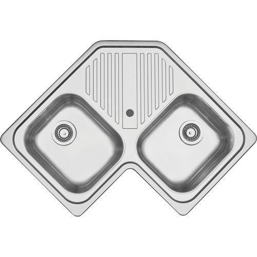 Lavello a 2 vasche - 1LFS82A - F.lli Barazza Srl - con gocciolatoio / in acciaio inossidabile / da incasso