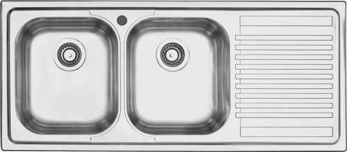 Lavello a 2 vasche - 1LFS12D - F.lli Barazza Srl - con gocciolatoio / in acciaio inossidabile / da incasso