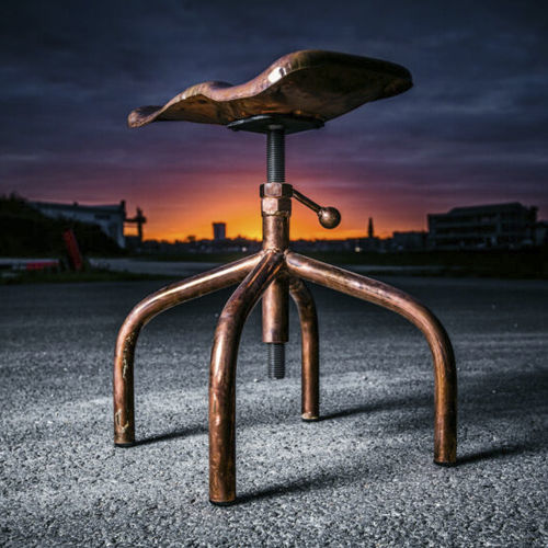 Sgabello da bar design industriale - SL-056 - Waterman Meubelen B.V. (Sturdy-Legs) - in pelle / con supporto in acciaio / con 4 gambe
