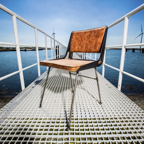Sedia in stile industriale - SL-058 - Waterman Meubelen B.V. (Sturdy-Legs) - da interno / in pelle / con supporto in acciaio