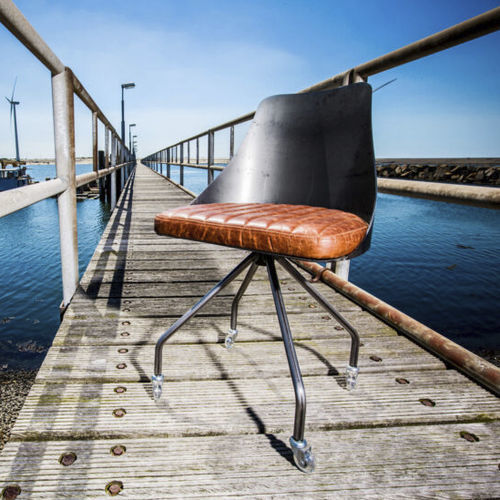 Sedia design industriale - SL-060 - Waterman Meubelen B.V. (Sturdy-Legs) - in pelle / in rovere / in noce