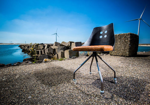 Sedia contemporanea - SL-061 - Waterman Meubelen B.V. (Sturdy-Legs) - in pelle / con supporto in acciaio / con base a stella