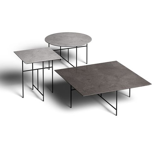 Tavolino basso contemporaneo - Sen  - DePadova - in ceramica / con supporto in acciaio termolaccato / rotondo