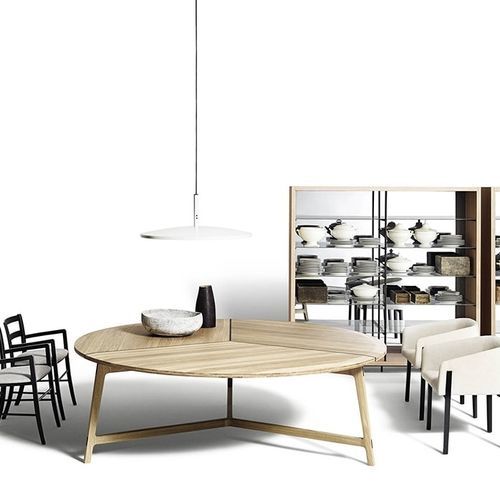 Tavolo contemporaneo - Mawari - DePadova - in rovere / in wengé / con supporto in acciaio