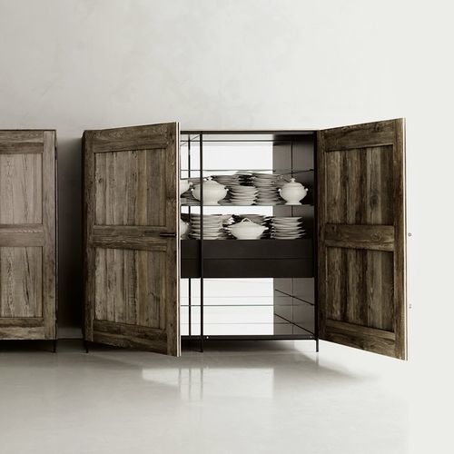 Credenza contemporanea - Combi Madia - DePadova - in rovere / in metallo verniciato / in vetro