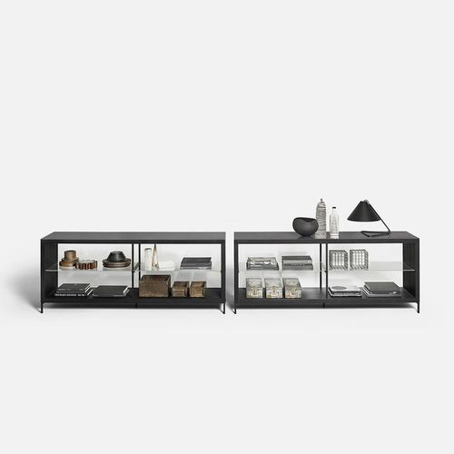 Credenza contemporanea - Combi  - DePadova - in rovere / impiallacciata in legno / in acciaio verniciato