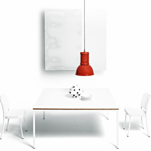 Tavolo da pranzo contemporaneo - Quadrato - DePadova - in HPL / con supporto in acciaio verniciato / rettangolare