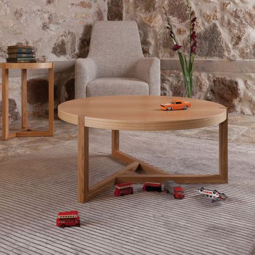 Tavolino basso contemporaneo - BRENTWOOD - Woodman Ltd. - in rovere / impiallacciato in legno / con supporto in quercia