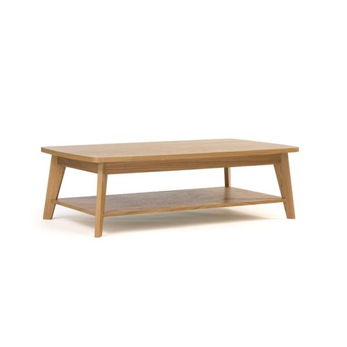 Tavolino basso contemporaneo - KENSAL - Woodman Ltd. - impiallacciato in legno / con supporto in legno massiccio / rettangolare