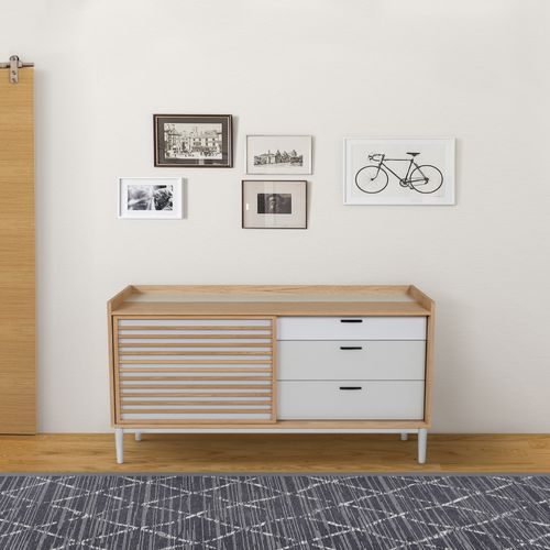Credenza contemporanea - LUGO - Woodman Ltd. - impiallacciata in legno / in vetro / in pelle