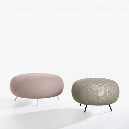 Pouf contemporaneo - GIOIA - IOC project partners - in tessuto / in metallo verniciato / tondo