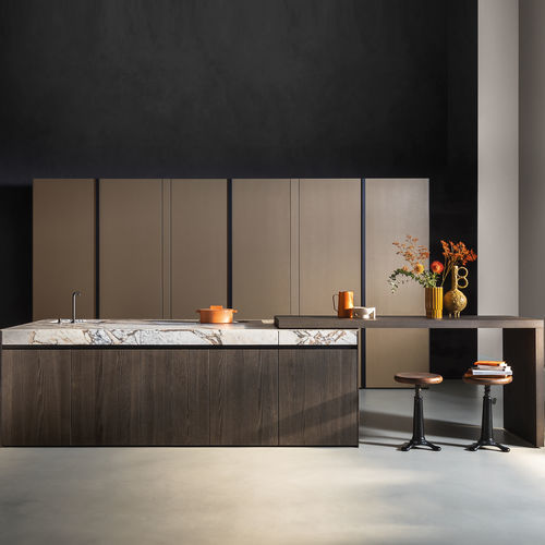 Cucina contemporanea - SEI - Euromobil spa - impiallacciata in legno / in legno laccato / in marmo
