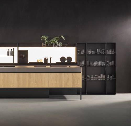 Cucina contemporanea - SEI - Euromobil spa - impiallacciata in legno / in vetro laccato / in alluminio anodizzato