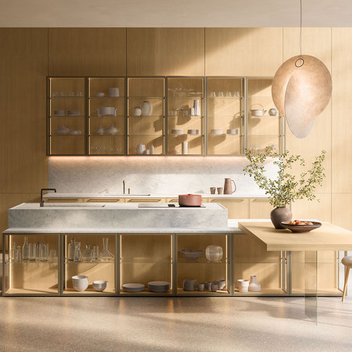 Cucina contemporanea - MARGO - Euromobil spa - in rovere / in vetro / in marmo