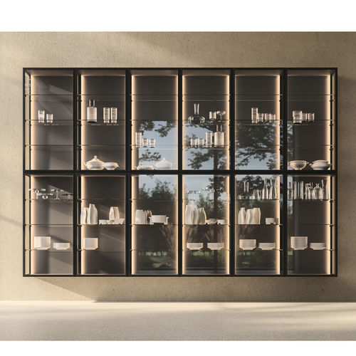 Credenza con alzata contemporanea - LEVITAS - Euromobil spa - in vetro / in alluminio
