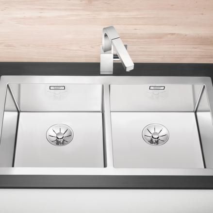 Lavello a 2 vasche - CLARON 400/400-IF - BLANCO GmbH + Co KG - senza gocciolatoio / in acciaio inossidabile / da incasso