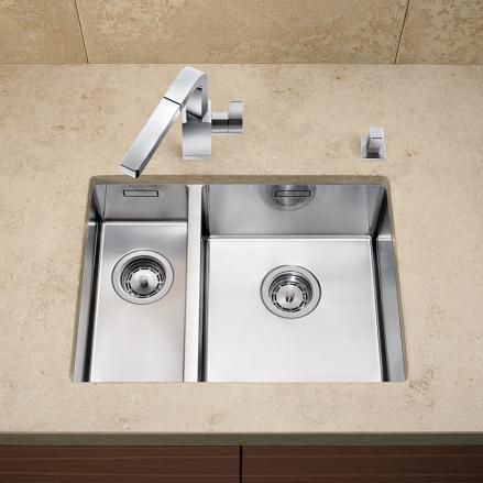 Lavello a 2 vasche - CLARON 550/200-U - BLANCO GmbH + Co KG - senza gocciolatoio / in acciaio inossidabile / sottotop