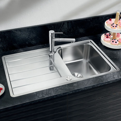 Lavello a 1 vasca - CLASSIMO - BLANCO GmbH + Co KG - con gocciolatoio / in acciaio inossidabile spazzolato / da incasso