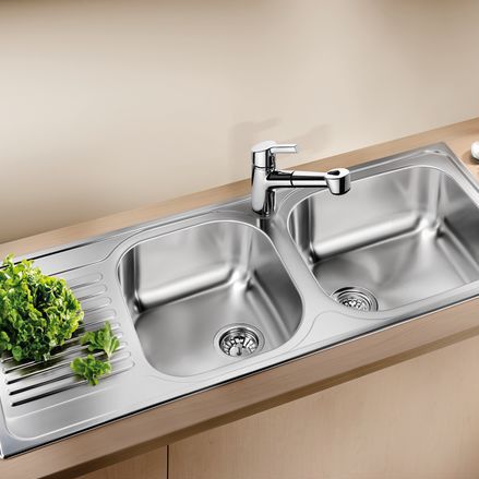 Lavello a 2 vasche - TIPO XL 9 S - BLANCO GmbH + Co KG - con gocciolatoio / in acciaio inossidabile / da incasso