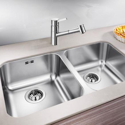Lavello a 2 vasche - SUPRA 340/340-U - BLANCO GmbH + Co KG - senza gocciolatoio / in acciaio inossidabile / sottotop