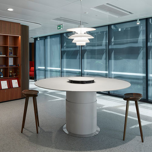 Tavolo da riunione contemporaneo - ELEMENT 02 - UNIFOR - in legno / con supporto in laminato / circolare