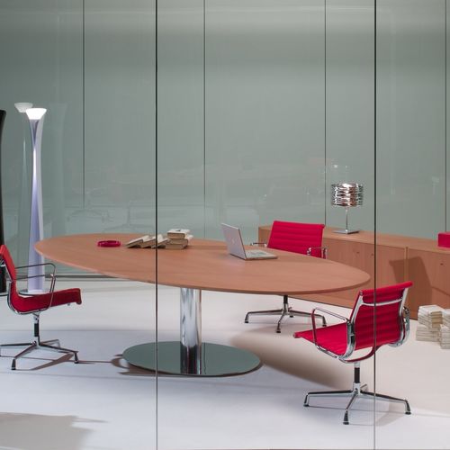 Tavolo da riunione contemporaneo - MOODWAY - UNIFOR - in legno / con supporto in metallo / rettangolare