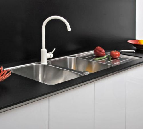 Lavello a 2 vasche - DESK FORM, a.s - con gocciolatoio / in acciaio inossidabile / sottotop