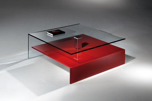 Tavolino basso contemporaneo - NUO - Dreieck GmbH - in vetro / in acciaio inossidabile lucido / in acciaio inossidabile