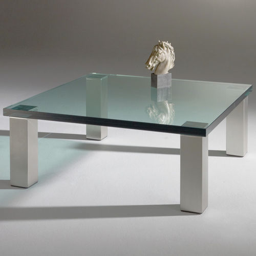 Tavolino basso contemporaneo - QUADRO MAXUM - Dreieck GmbH - in vetro / in acciaio inossidabile spazzolato / in acciaio inossidabile